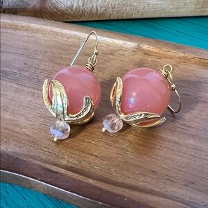 Chic Gold and Pink Orb Earrings